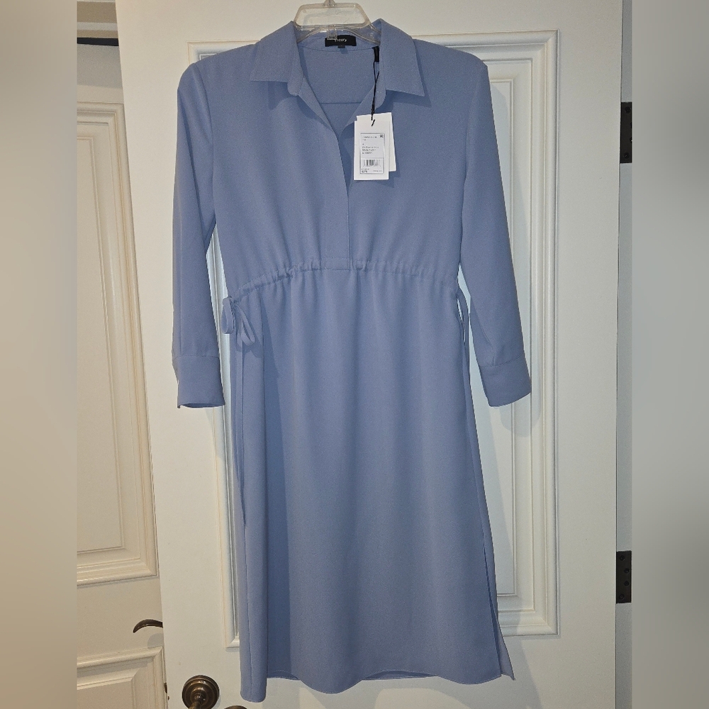 THEORY Womens Long Sleeve Dress Blue Drawstring Size 0